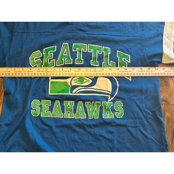 Vtg SEATTLE SEAHAWKS SHIRT by Logo 7 Sz L NFL Jersey READ - Picture 5 of 14